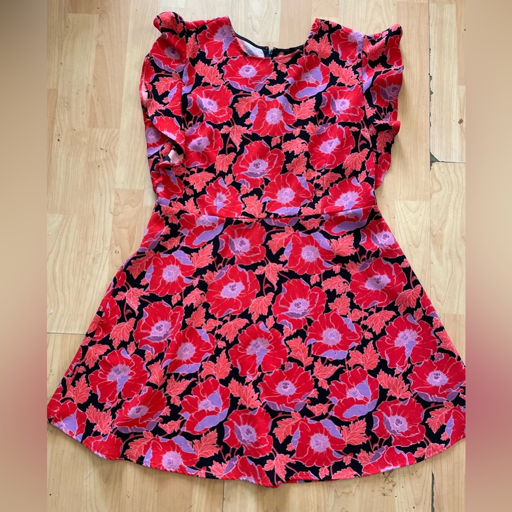 Who What Wear Red and Black Floral Dress
